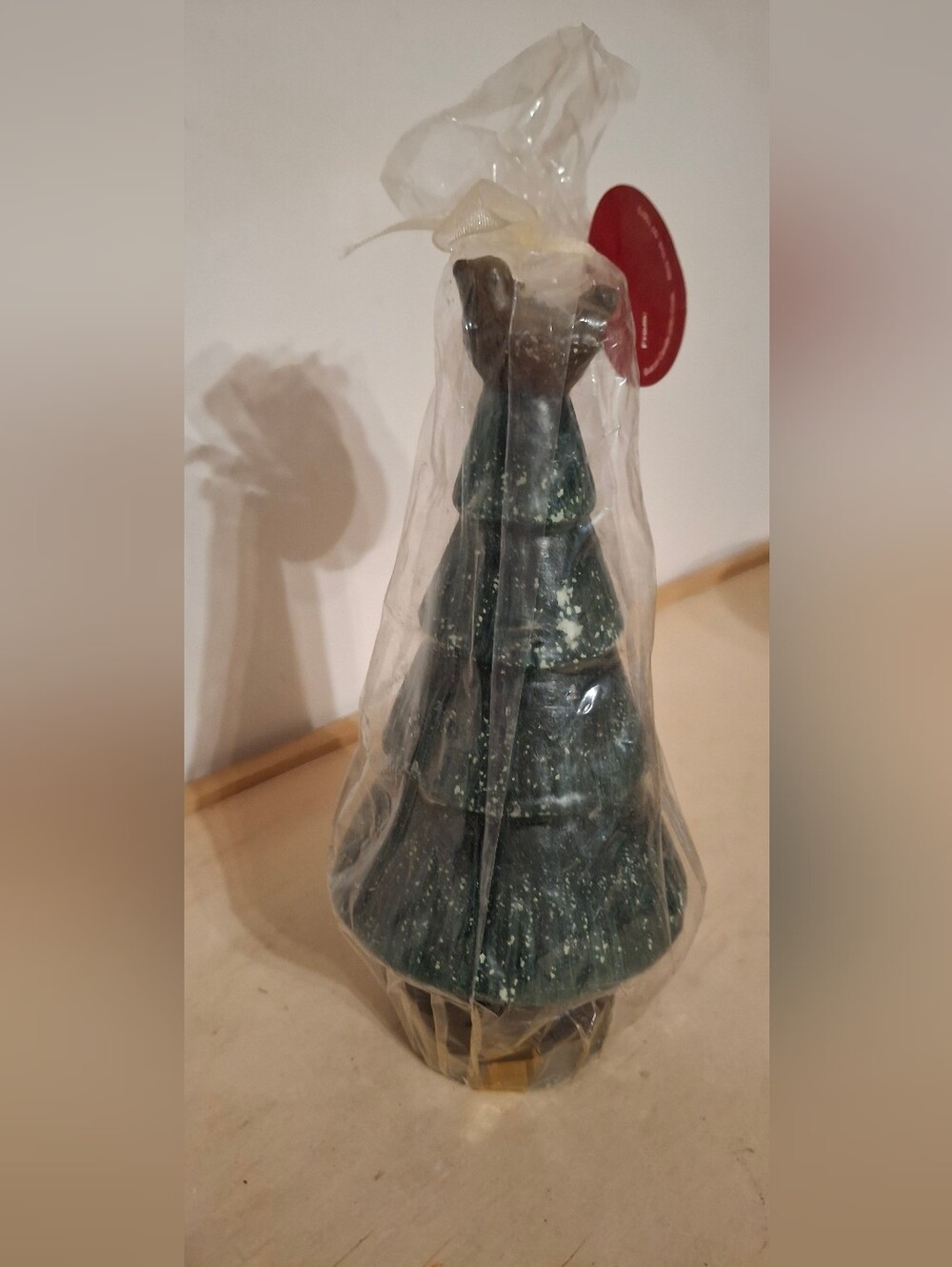 Vintage Beacon Candle Corp Christmas Tree Candle w/ Bird Figurine Flocked Green